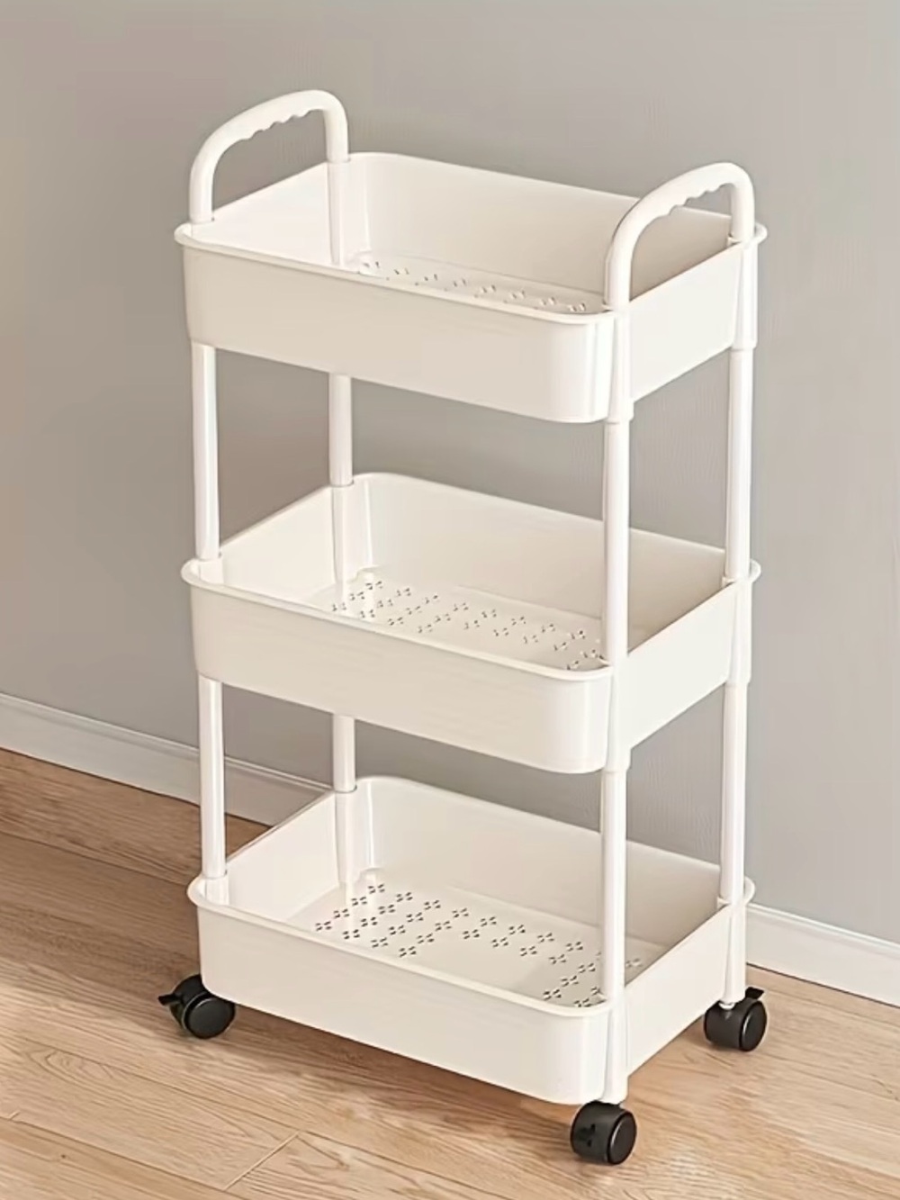 NWT-Lambert Home Multi-Functional 3-Tier Lightweight White Rolling Storage Cart